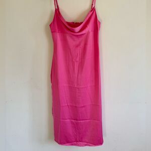 Steve Madden Hot Pink Satin Cowl Neck Slip Dress